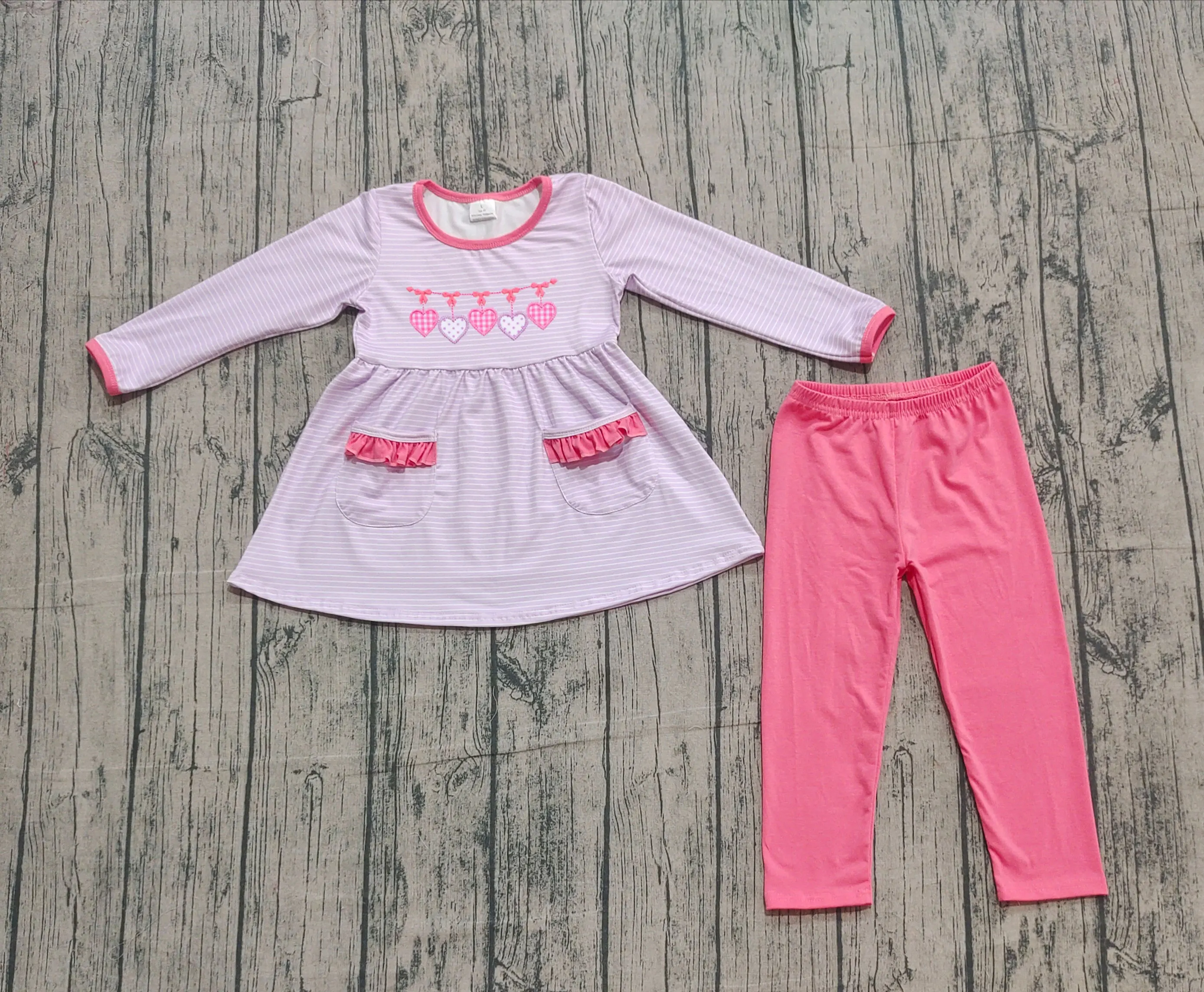 

Z1007-24 GLP2906 Kids Girls Outfit Long Sleeve Top With Pants Set Children Clothes