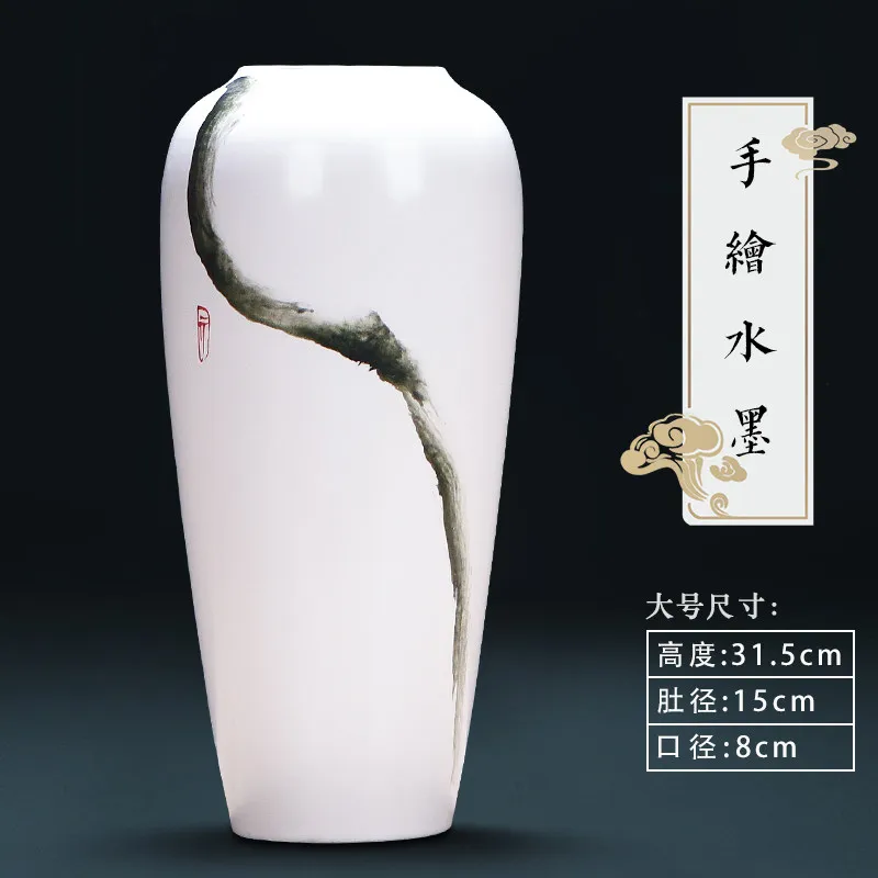 HT Ceramic new Chinese-style zen vase flower insert desktop ornament entrance living room TV cabinet home decoration
