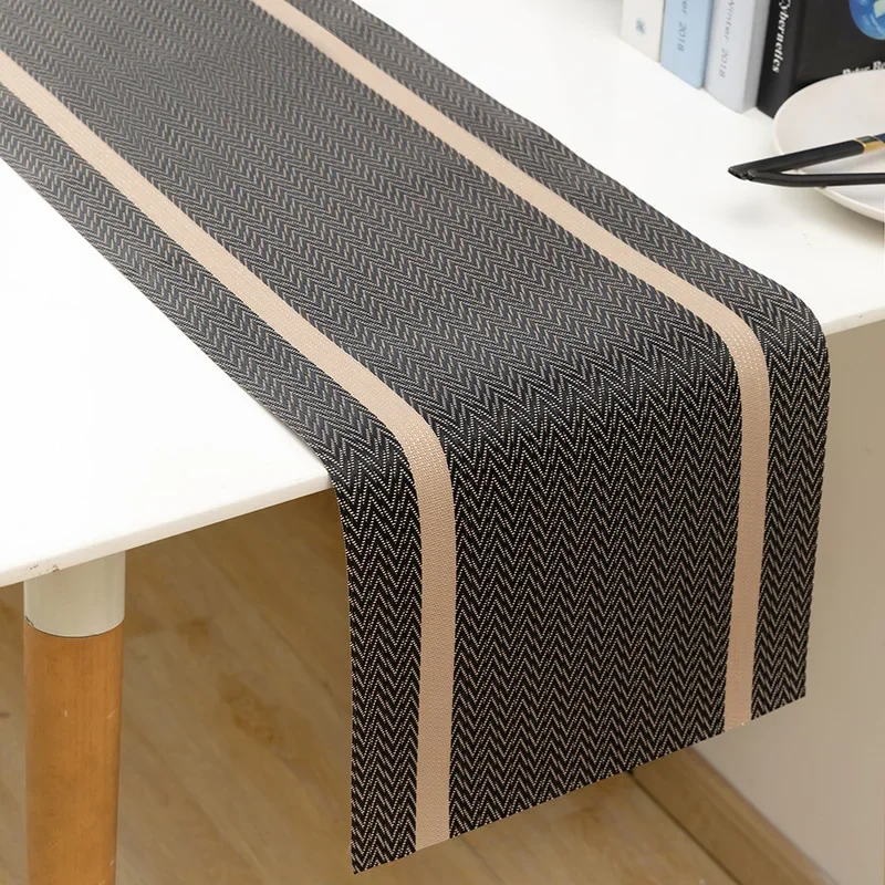 PVC Table Runner Woven Vinyl Non-Slip Heat-Resistant Washable Table Runners for Dining Room, Kitchen, Restaurant Decor, 12