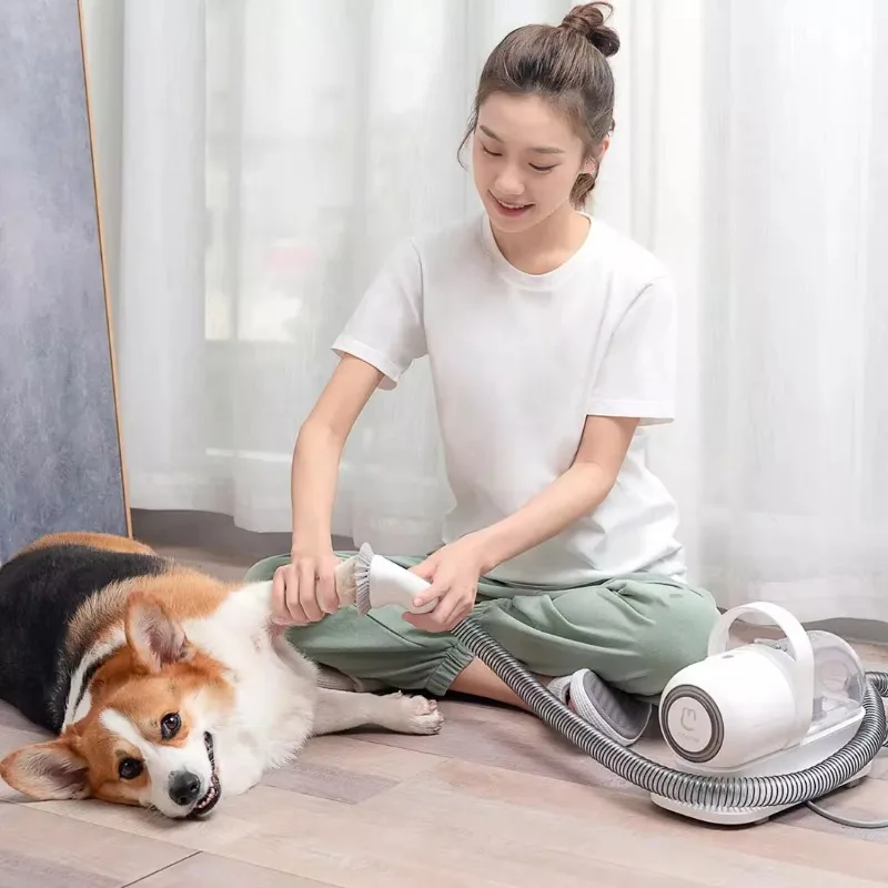 Professional Low Noise Dog Shaver with Vacuum, Quiet 1 L Capacity Pet Vacuum Grooming Brush Dog Cat Hair Cleaner Set view 6
