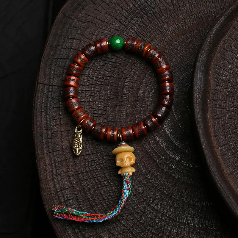 

Single-Strand Yak Bone Bead Bracelet with Tibetan-Style Carved Shitodalin Camel Bone Accessories Buddhist Prayer Beads