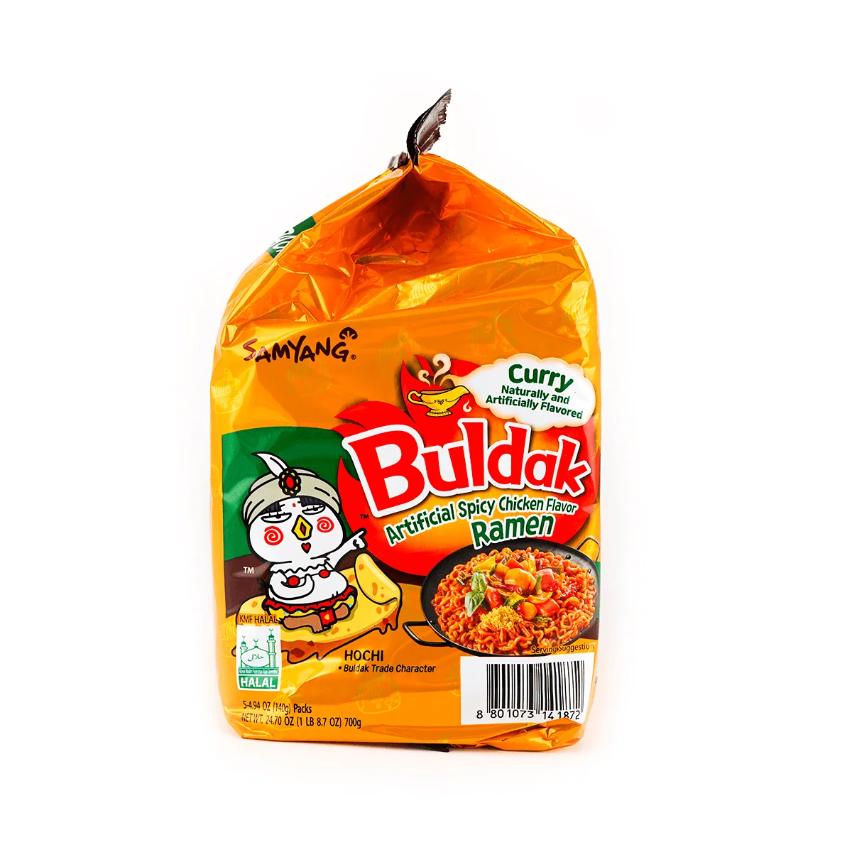 [3Packs 15 Stuks] Koreaanse Buldak Noedels Roergebakken Pittige Kip Ramen - Curry Smaak, 4.94Oz * 5 Stuks * 3Packs, Instant Noedels