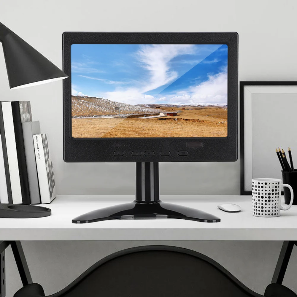 

1080P Display 7in 1024x600 Resolution 16:9 Multifunction Display Monitor for HDMI / VGA / AV Input with Stand Monitor PC Monitor