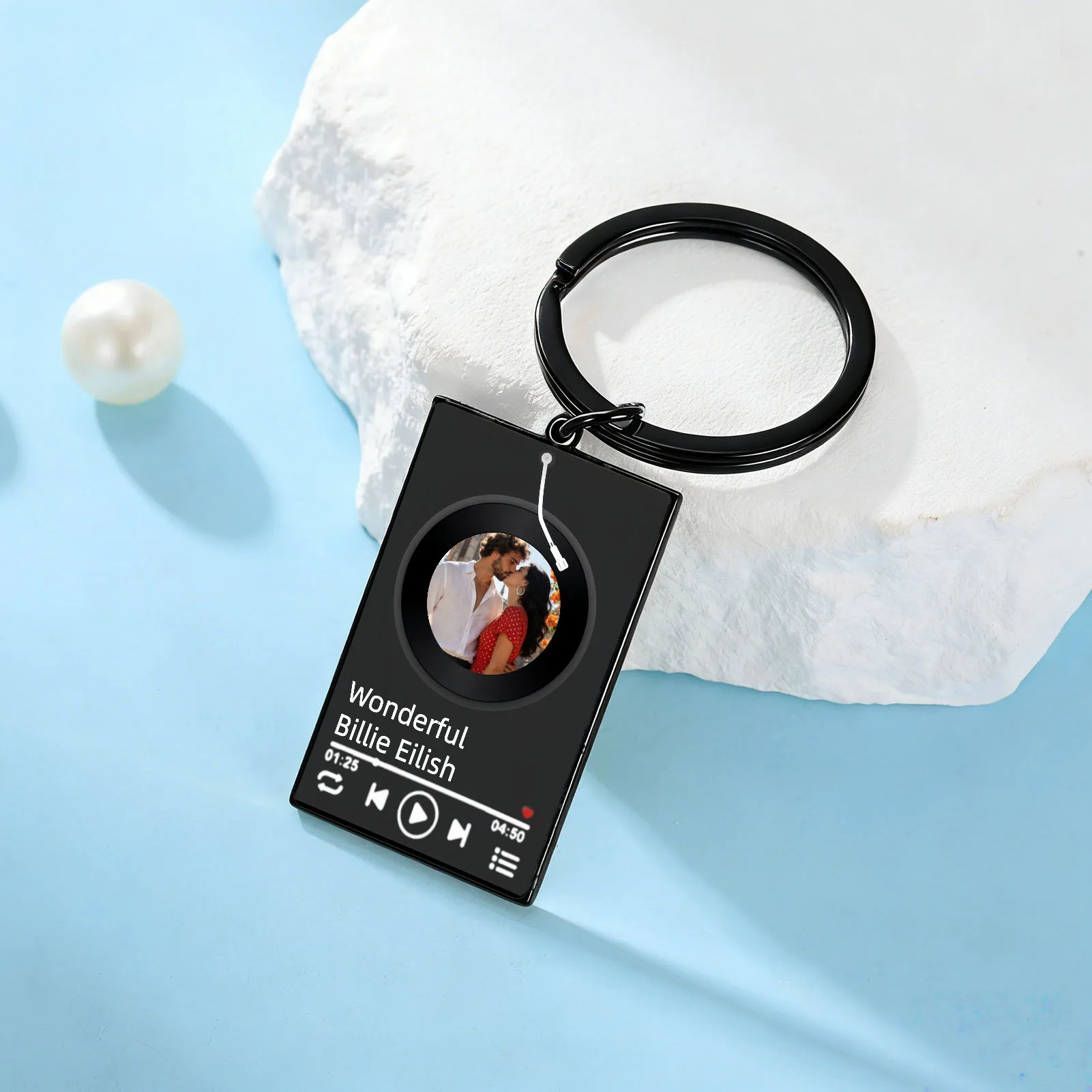 سجل فينيل شخصي مع سلسلة مفاتيح صور مخصصة أغنية صورة المفاتيح ألبوم مخصص كيرينغ الموسيقى الحب المفاتيح زوجين هدية