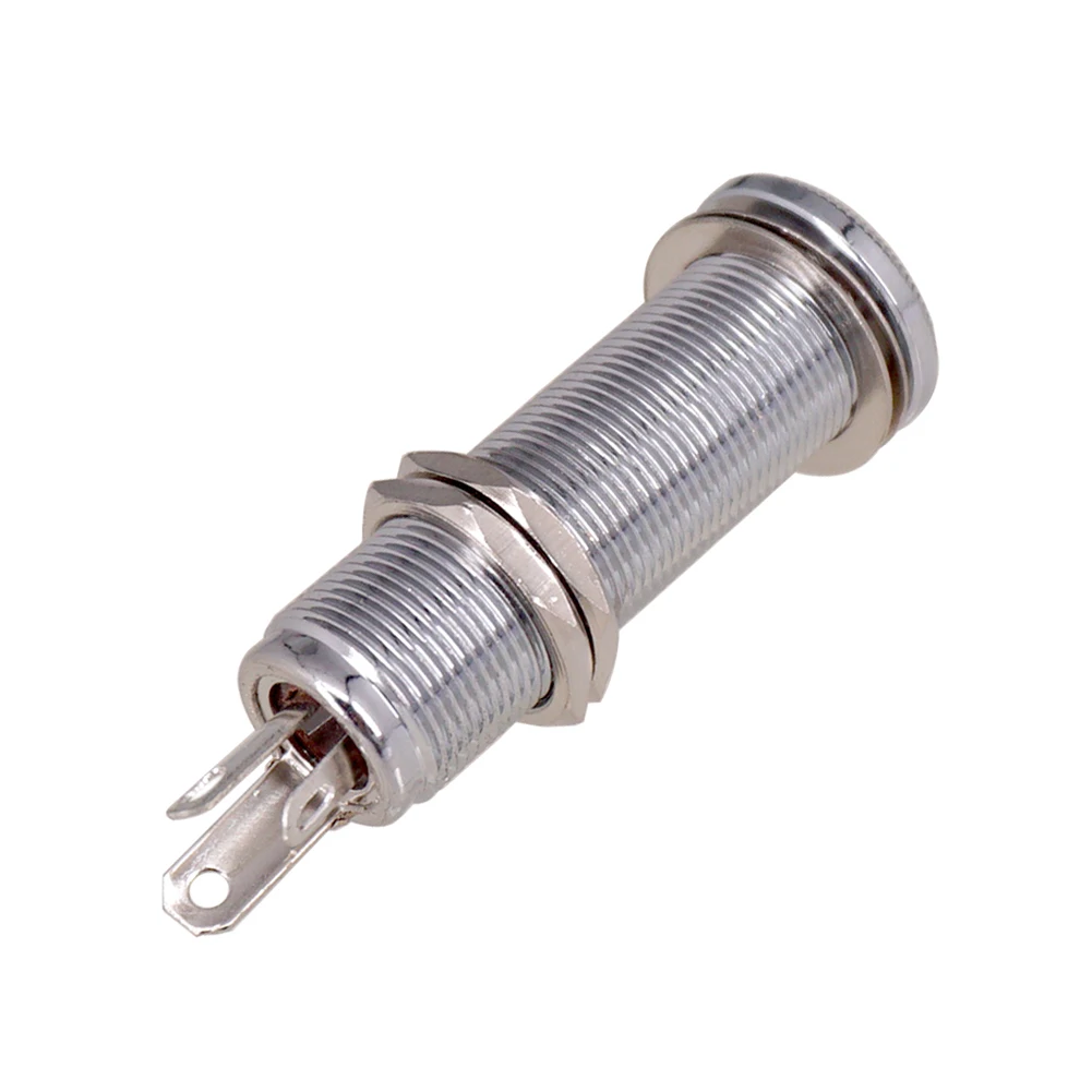 Electric Guitar Bass 6.35mm Socket Stereo 1/4 Inch Output Jacks Socket Plug Brass Straight Ribbed Tube Style Jack Anti-noisy