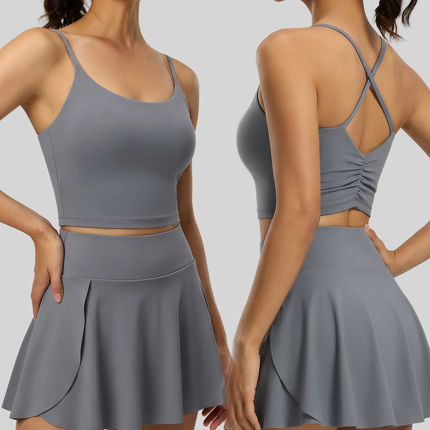 New Women's Sports Backless Cross-Back High-Stretch Tank Top with Built-in Cups Shock-Absorbing Fitness Top Yoga Tank Top Sexy