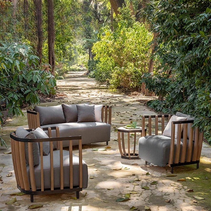

Уличный диван из тикового дерева, вилла для отдыха, комбинация стульев из ротанга