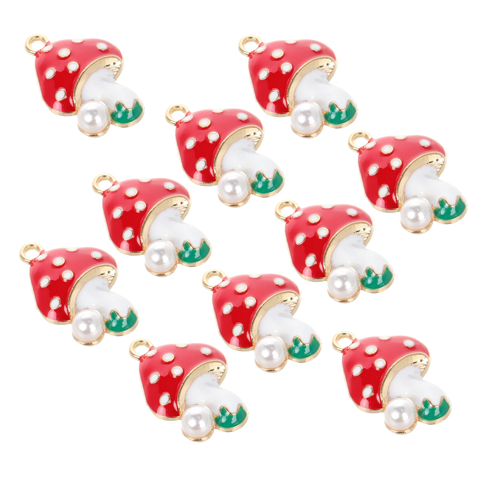 

10pcs Alloy Mushroom Charms Enamel Pendant For Diy Jewelry Making Supplies Earrings Bracelet Necklace Keychain Craft Beads