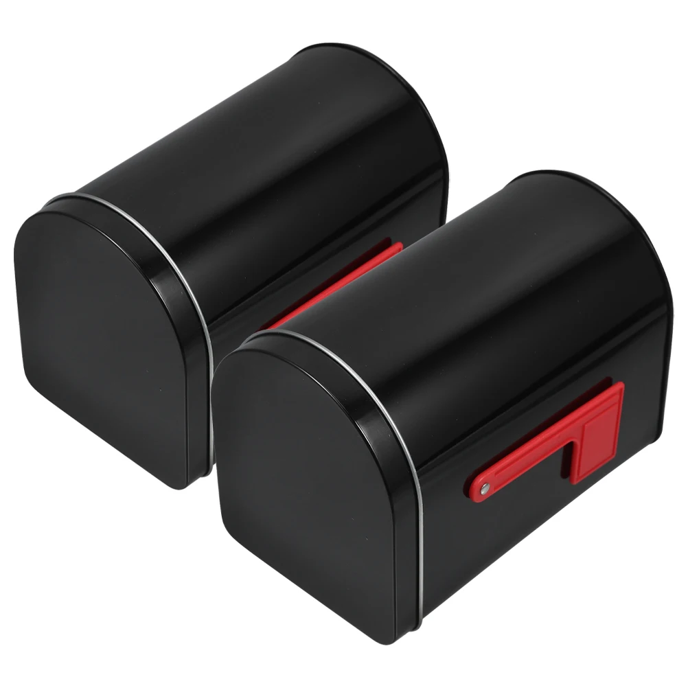 

2 Pcs Tinplate Mailbox Gift Postage Valentines Day Mini Toy Black Storage Candy Holiday Container Retro Durability