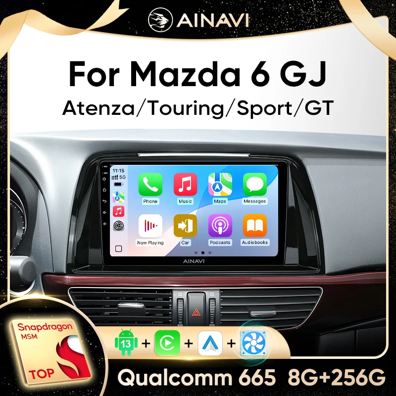 

Автомобильный стерео радио Ainavi для Mazda 6 GJ Atenza Touring Sport GT, мультимедийный плеер, беспроводной Carplay Android, сенсорный экран, Wi-Fi