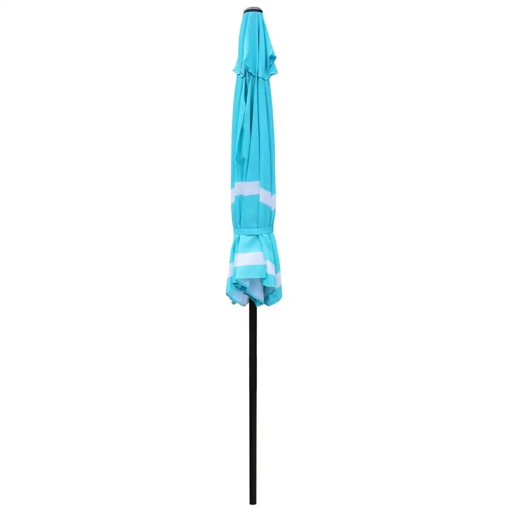 Abble-Parapluie avec manivelle et inclinaison, Aqua et White Stripe, Outdoor 9.c