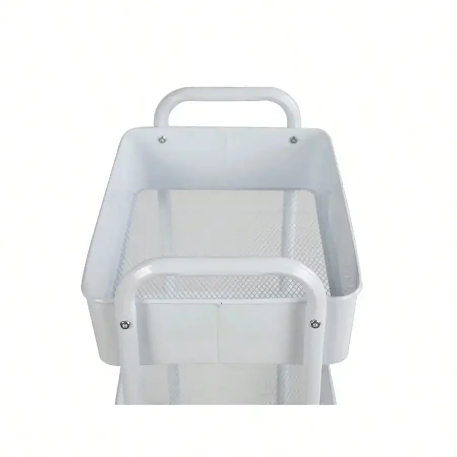 عربة فرز بإطار معدني، أبيض أركتيكي، 3 طبقات، تتضمن 4 عجلات متدحرجة ناعمة، متعددة الأغراض