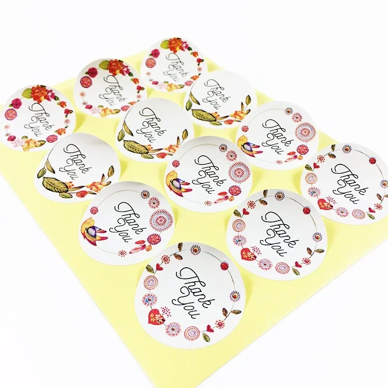 120Pcs Flower Round Sealing Sticker Cake Baking 'Thank You' Stickers Package Party Decoration Stickers Scrapbooking Stickers