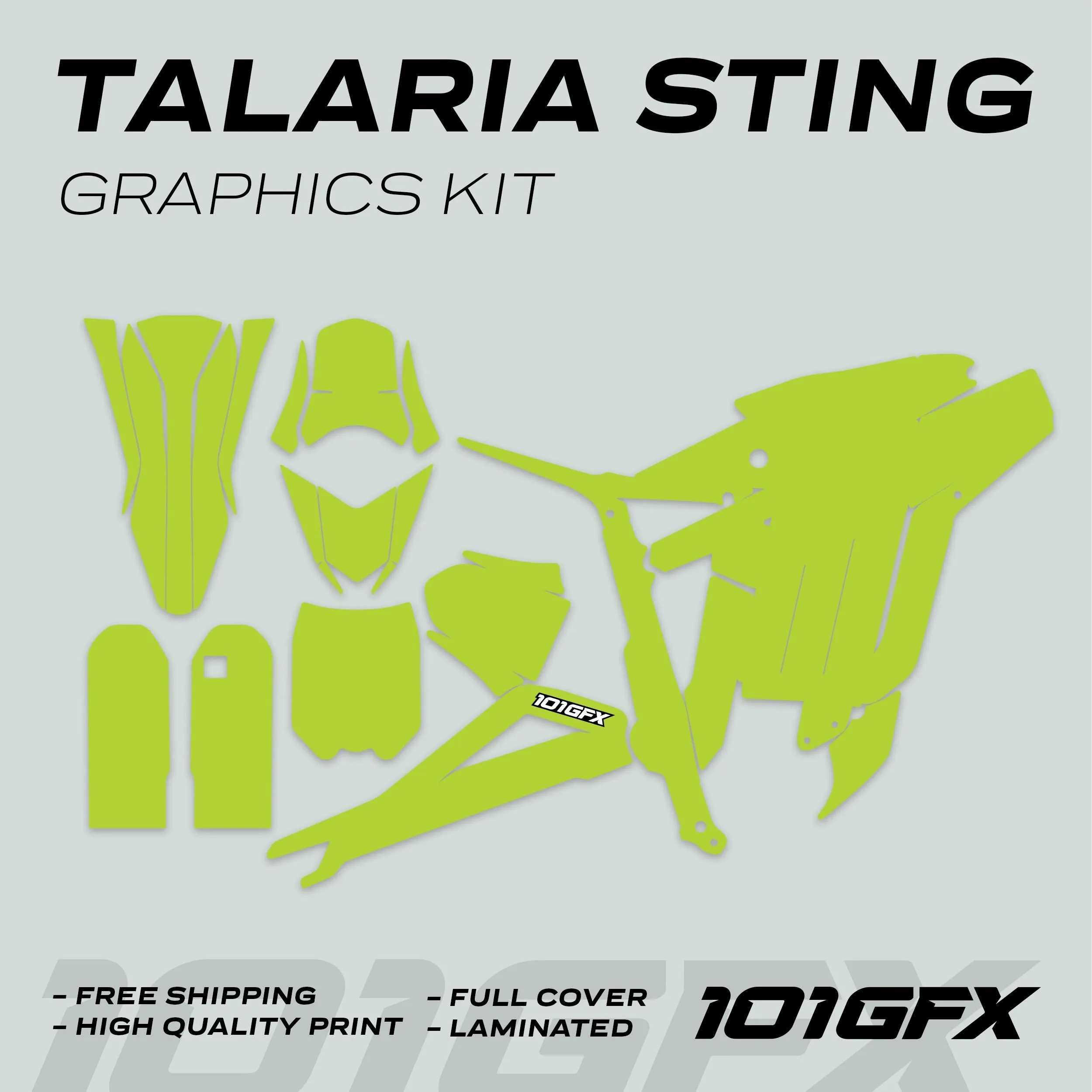Graphics Kit SOLID COLOR GREEN Decals Stickers Laminated eBike Emoto Mono Color For Talaria Sting MX3 MX4