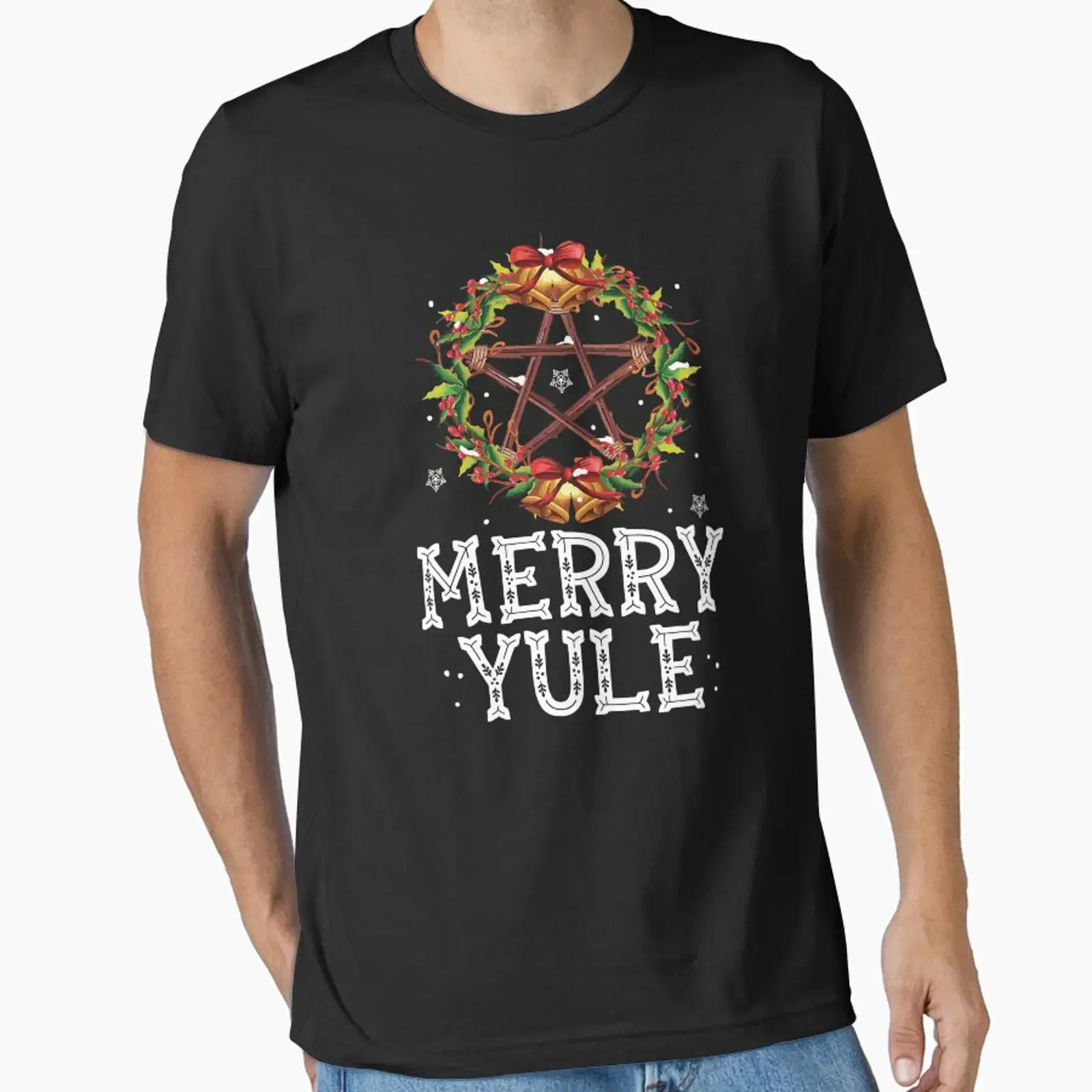 Merry Yule Winter Solstice Holly Pentagram Essential T Shirt vintage Washed Versatile graphic Stylish Top For Everyday Wear