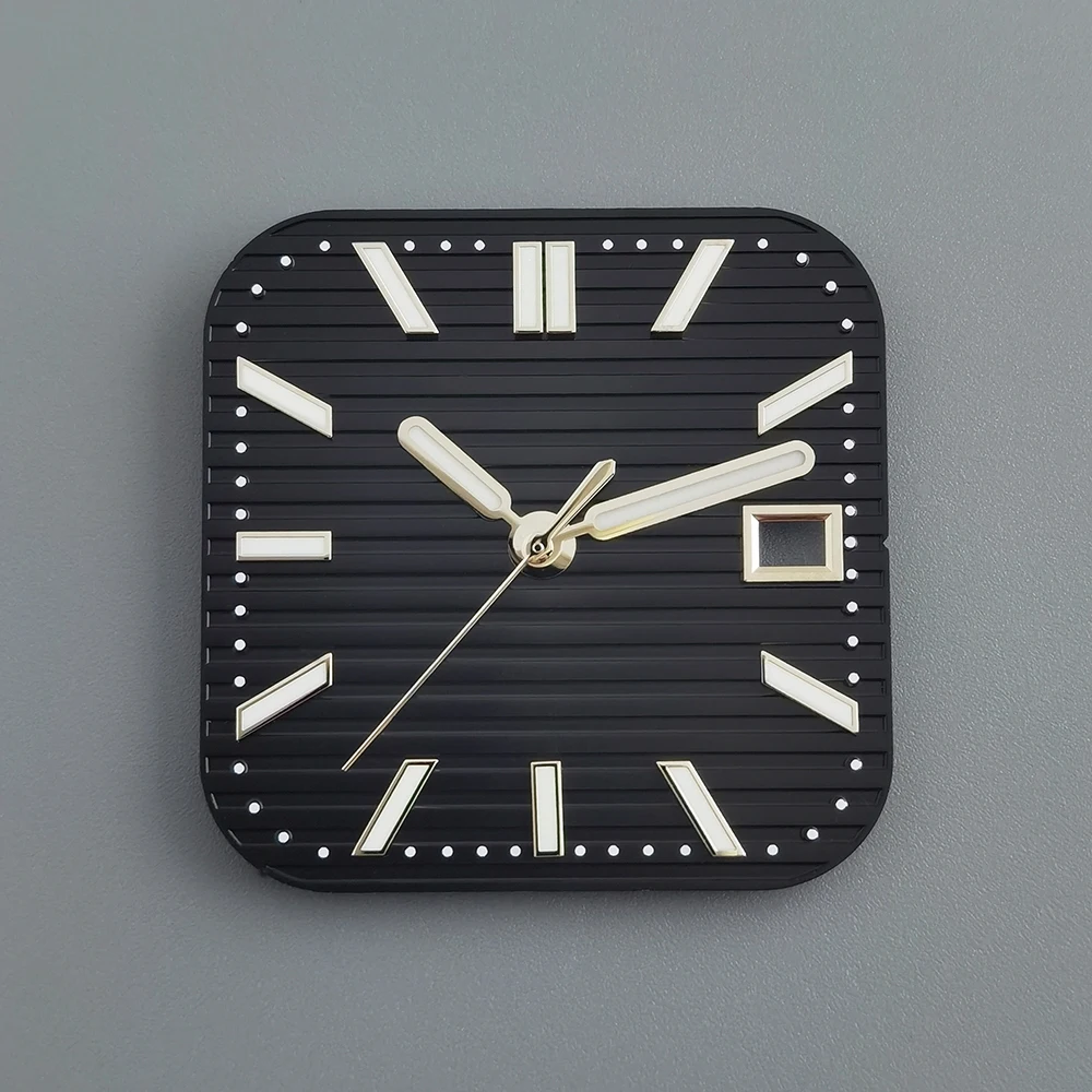 29.5 مللي متر شعار مخصص قرص ريترو مربع مخطط أفقي ، مناسب لملحقات ساعة الحركة الأوتوماتيكية NH35/36