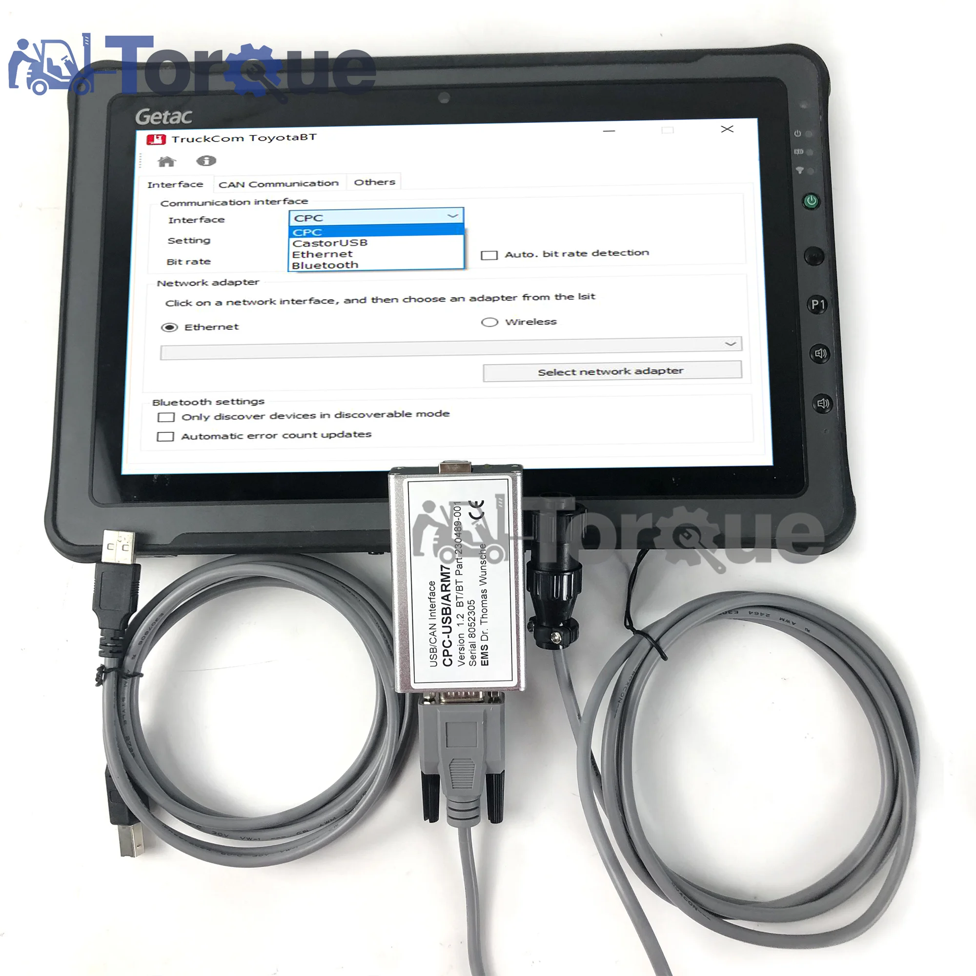 F110 TABLET +TruckCom ToyotaBT For Toyota BT EMS CAN suite Service Communication Interface ARM7 forklift truck diagnostic tool