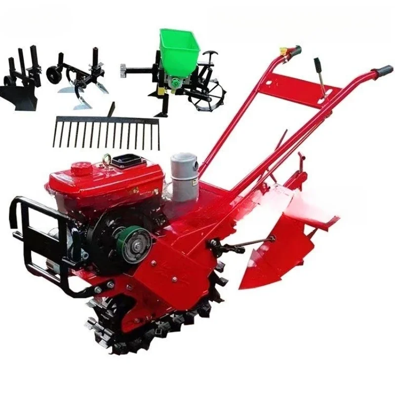 Agricultural Farm Machinery Diesel Cultivator Moto Cultivator Mini Land Cultivation Machine Motor Multifunctional Provided Red