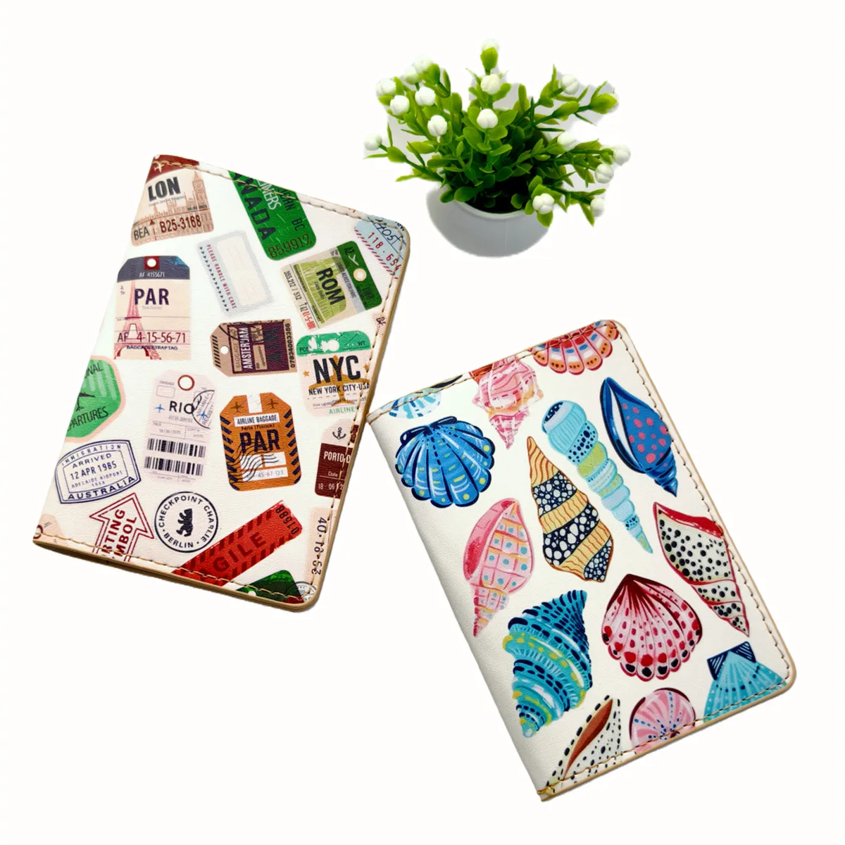Hand-drawn illustration PU Leather Passport Cover Case Card Holder Lightweight Travel Accessories Wallet Gift For Lovers