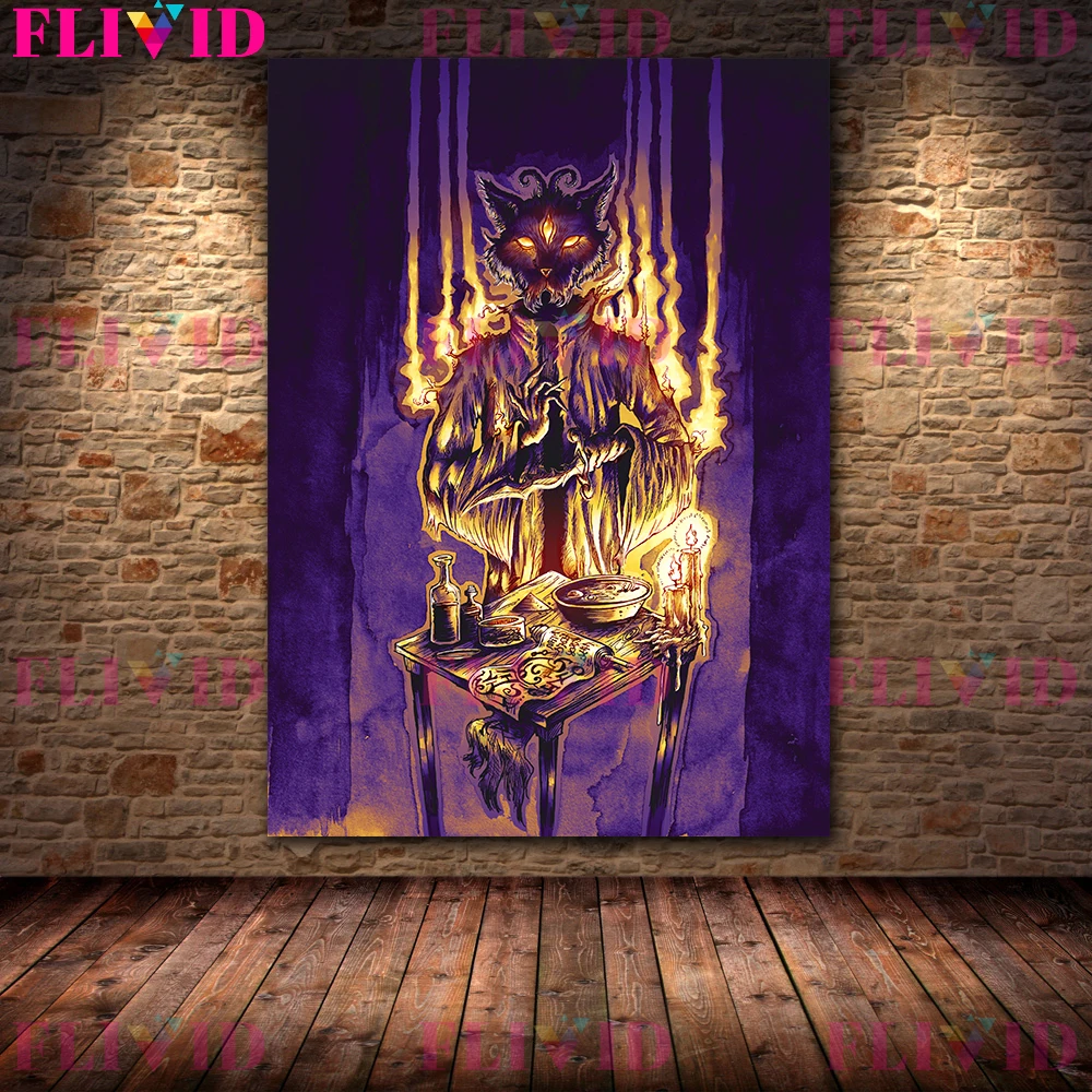 Bizarre Demon Portrait Art Poster And Print,Creepy Monster Abstract Wall Art,Demon And Witchcraft Canvas Poster Home Decoration