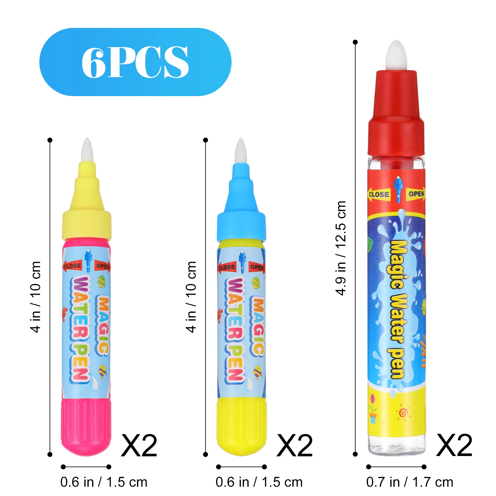 6Pcs Magical Water Drawing Pen Kid Painting Water Writing Mat Pen Doodle Pens Replacement Tool Education Toy For Kids