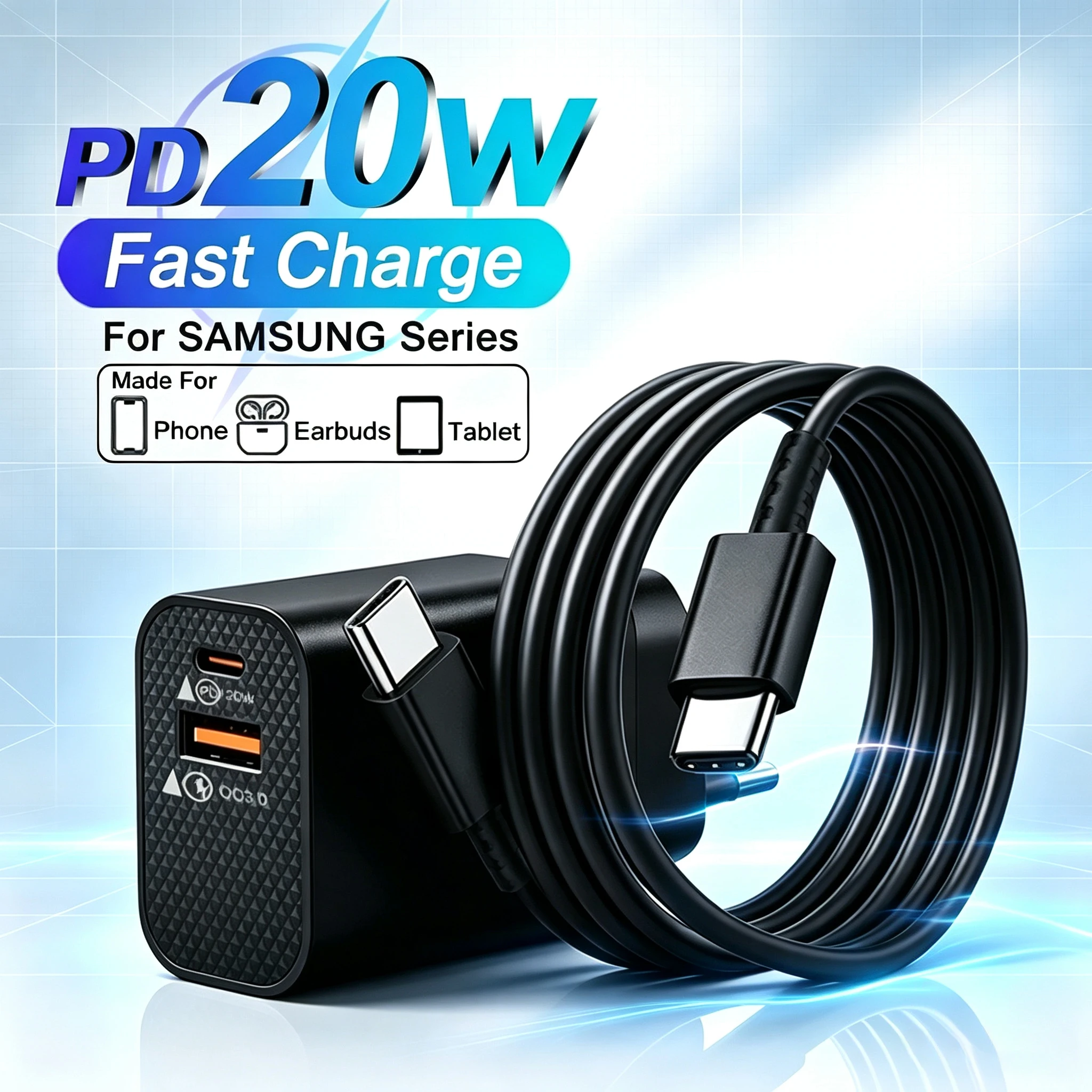 20W PD USB C Type C Charger For iPhone 15 16 17 Fast Charging Cable For Xiaomi Redmi Note 12 Samsung S23 Ultra Type C Phone