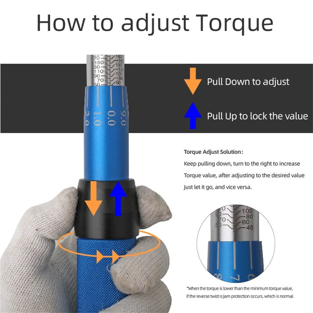 Imagem -04 - Chave de Torque 1060nm Bicicleta Torque Chave Chave Automotivo Oficina Mecânica Ferramentas Profissional Dinamométrica Quadrado Adaptador 3
