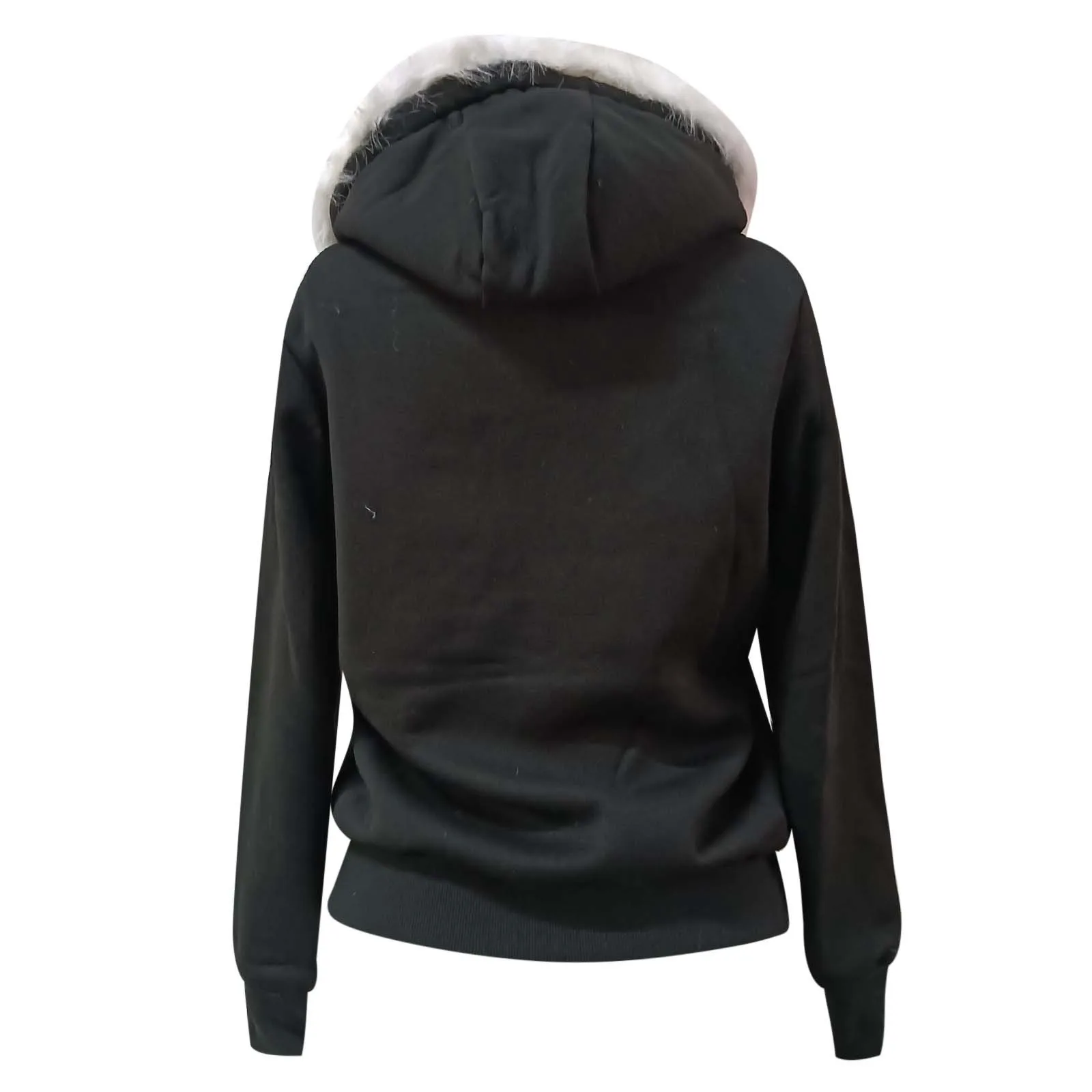 Kapuzenpullover mit Reißverschluss für Damen, modische Weihnachtsjacke mit Kapuze aus Kunstfellbesatz, leichtes, langärmliges Fleece-Sweatshirt, Wintermäntel