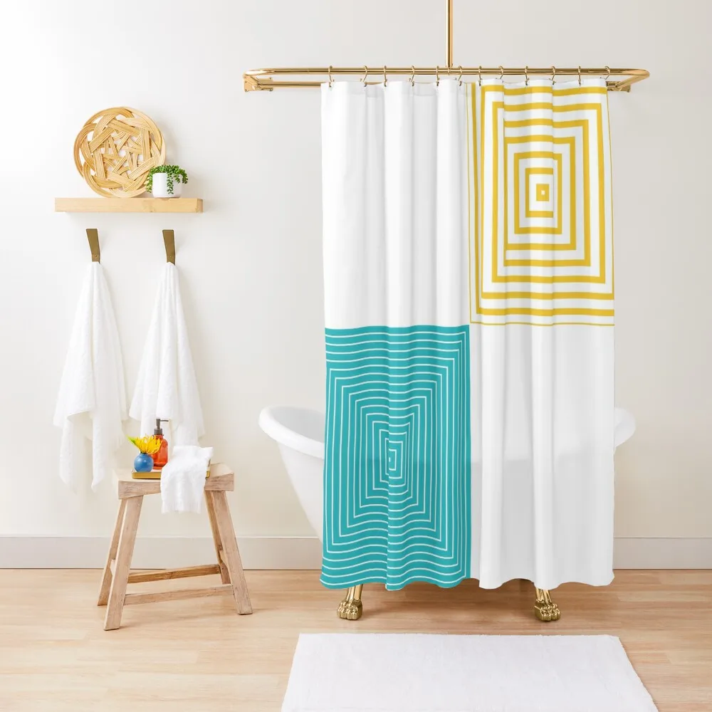 

Colour Pop Squares - Turquoise and Yellow Shower Curtain Bathroom And Shower Products Anime Bathroom Curtain