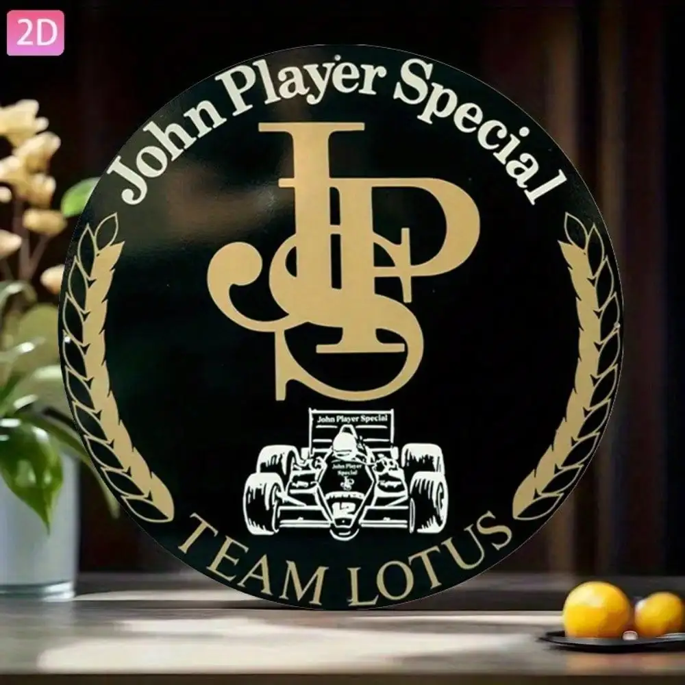2026 2D Flat Vintage Retro John Player Special Team Lotus F1 Racing Car Classic Auto Black Gold Round Wooden Sign, Wooden Pla