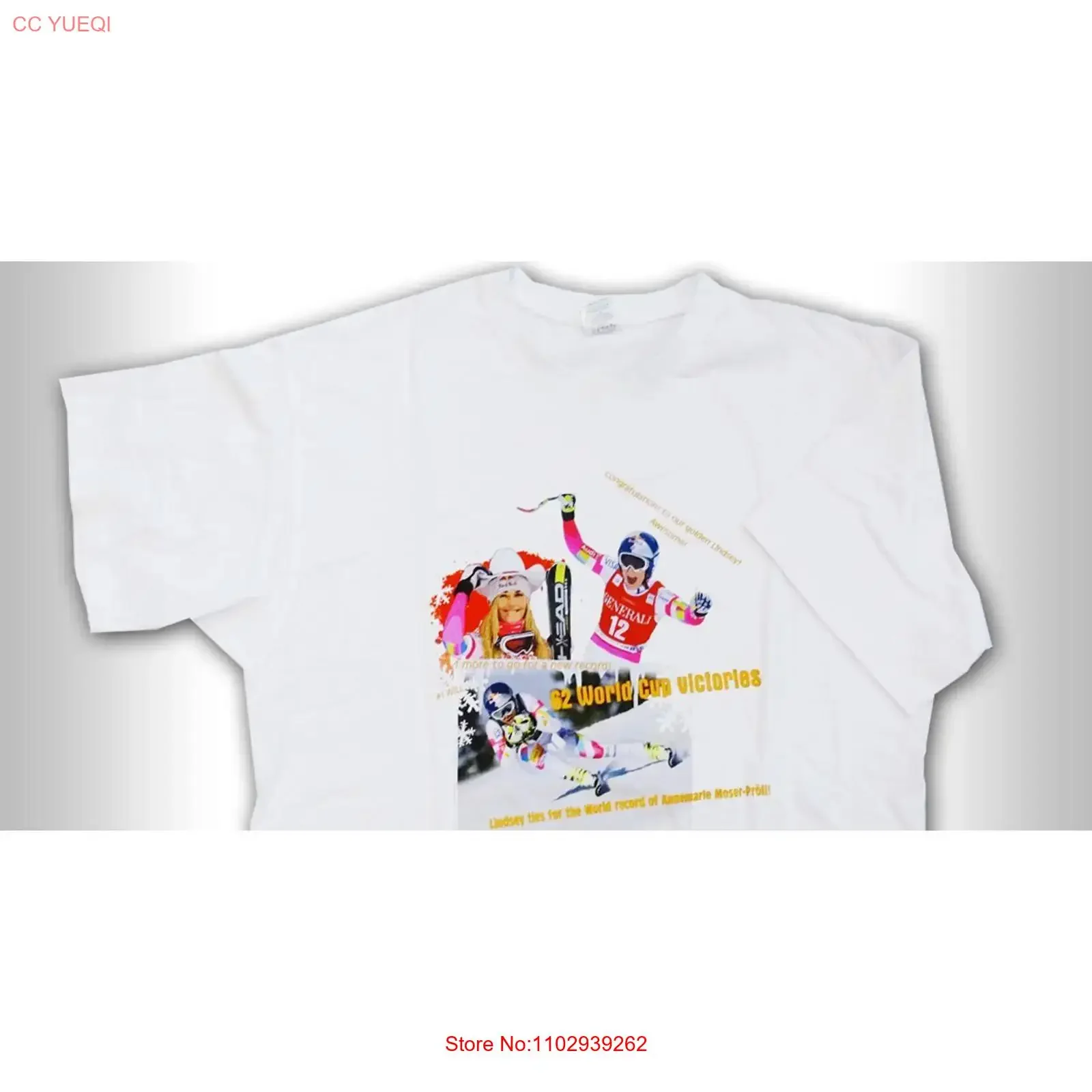 Camiseta de Lindsey Vonn, todas las tallas S-5XL, algodón, blanca, estilo vintage, lavada, cómoda, versátil, elástica, ropa de diseñador
