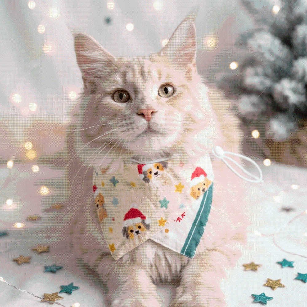Red Green Christmas Pet Bandana Cartoon Pattern Adjustable Strap Dog Triangle Scarf Washable Comfortable Wear Xmas Puppy Bib