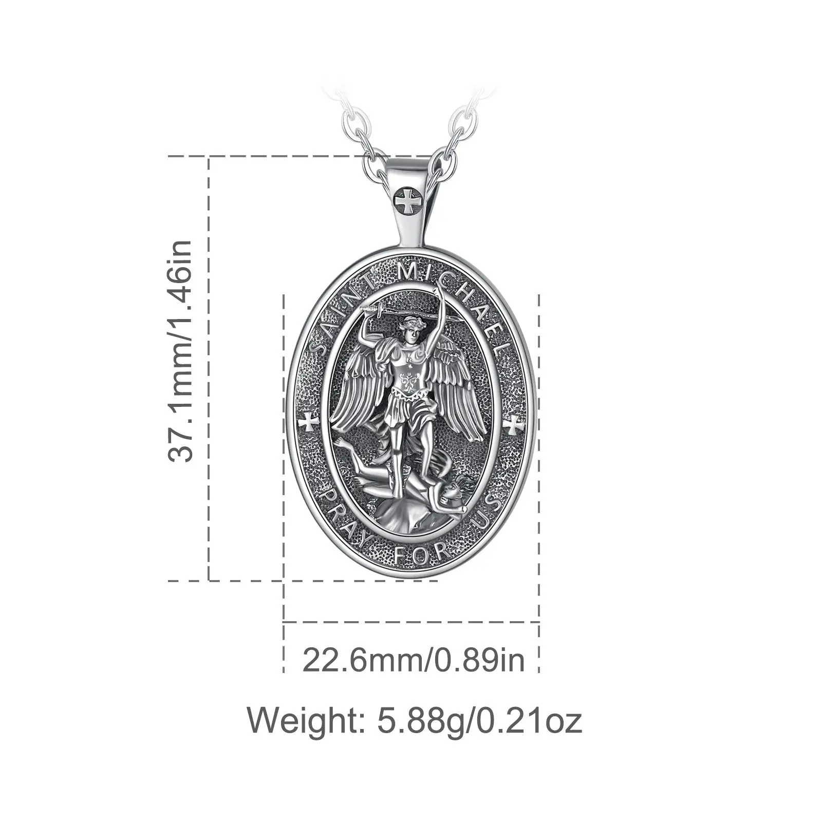 Eudora 925 Sterling Silver Saint Michael Necklace Archangel Amulet Cross Pendant Religious Jewelry Christian Gift for Men