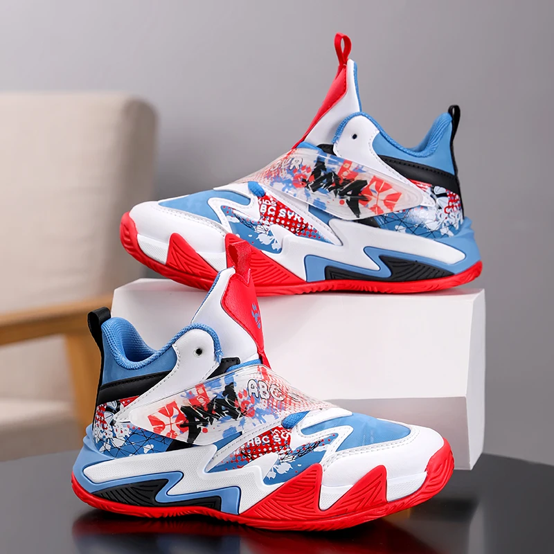 

Детская модная спортивная обувь, противоскользящие износостойкие баскетбольные кроссовки для детей, уличные школьные повседневные кроссовки для бега для мальчиков