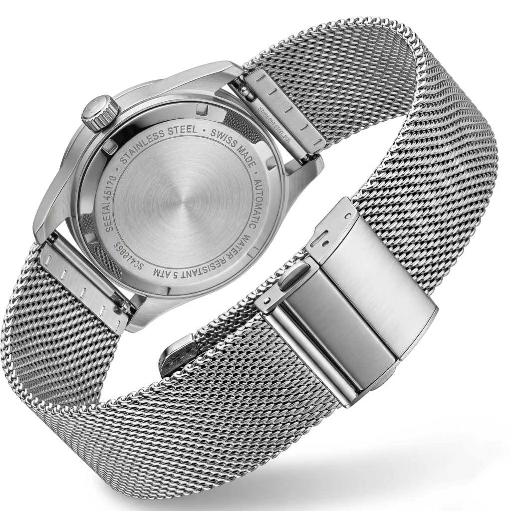Milanese Mesh Watch Band 16 18 20 22mm Double-Push Clasp Silver Black Strap Compatible with Samsung Huawei Smartwatch