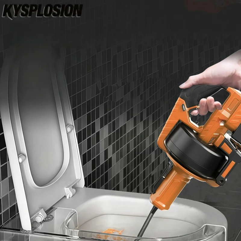 Portable Drain Cleaner Machine Pipe Dredge Machine for Kitchen Bathroom Toilet Sewer with 7m Steel Cable for Dewalt 20V battery