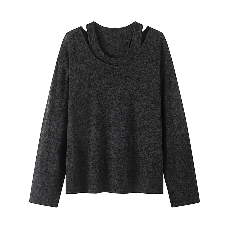 

2024 Fashion design Casual Cotton T-shirt Autumn new casual long-sleeved two-piece sweater