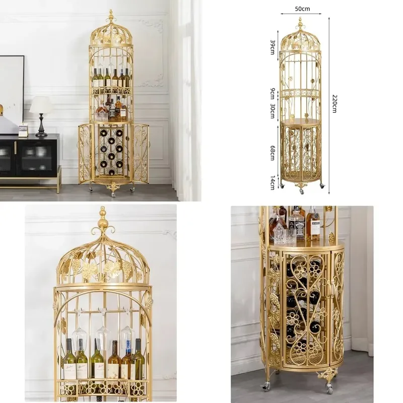 Wrought Iron Wall Mounted Wine Rack Floor to Ceiling Creative Display Shelf for Living Room Dining Room Home Storage Cabinet