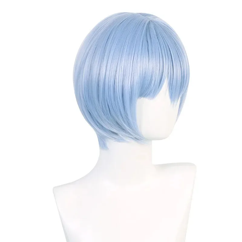 Peluca de Cosplay Eva Rei Ayanami, peluca recta corta sintética azul claro, peluca de alta calidad de Anime Coser para chica, fiesta diaria de Halloween