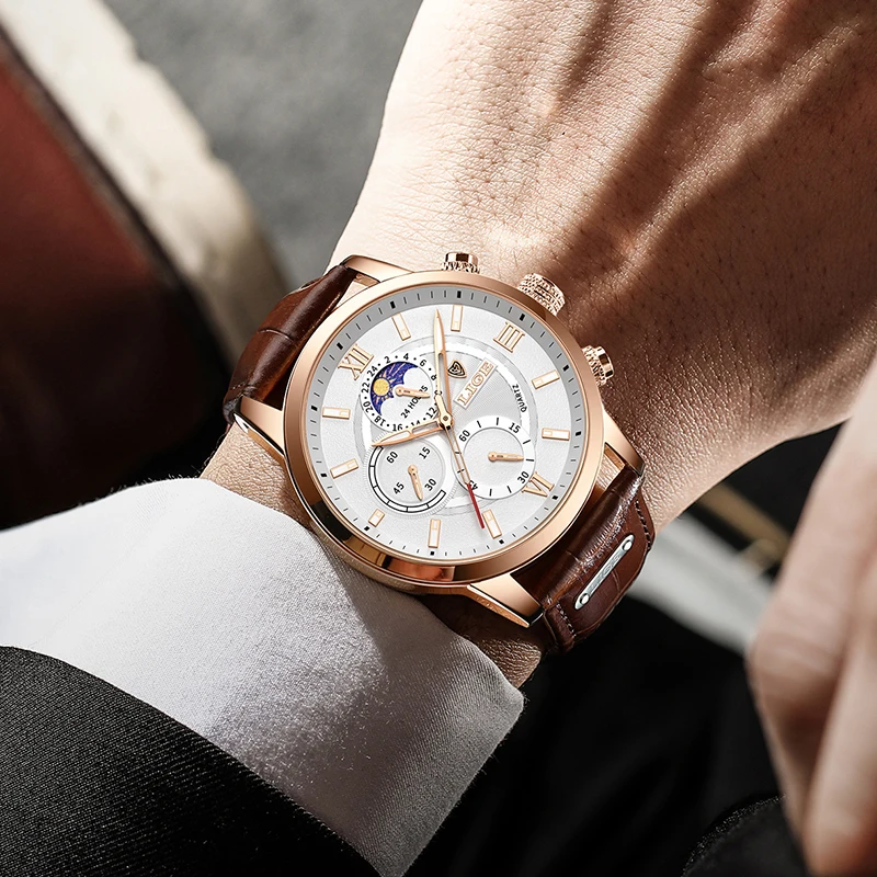 LIGE Business Mens Watch Casaul Fashion Luxury Watches For Men Waterproof Luminous Chronograph Quartz Wristwatches Reloj Hombre