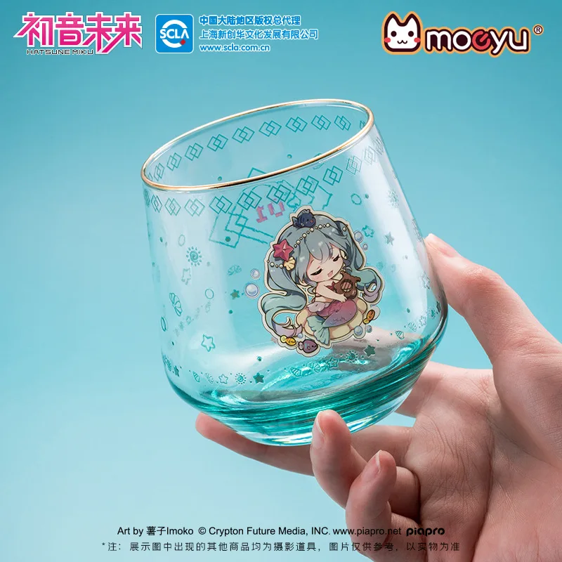 Hatsune Miku Glass Peripheral Products Fantasy Fairy Tale Mermaid Glass Cup Hatsune Miku Anime Boxed Water Cup Gift Original