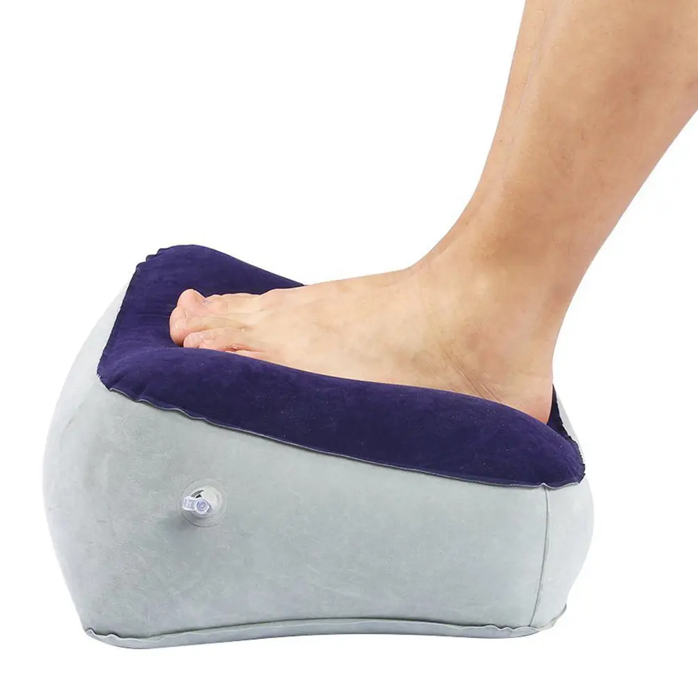 

Inflatable Foot Rest Pillow Blue PVC Pad Flocking Mats Travel Footstool Plane Stool Multipurpose Leg Support Cushion Outdoor