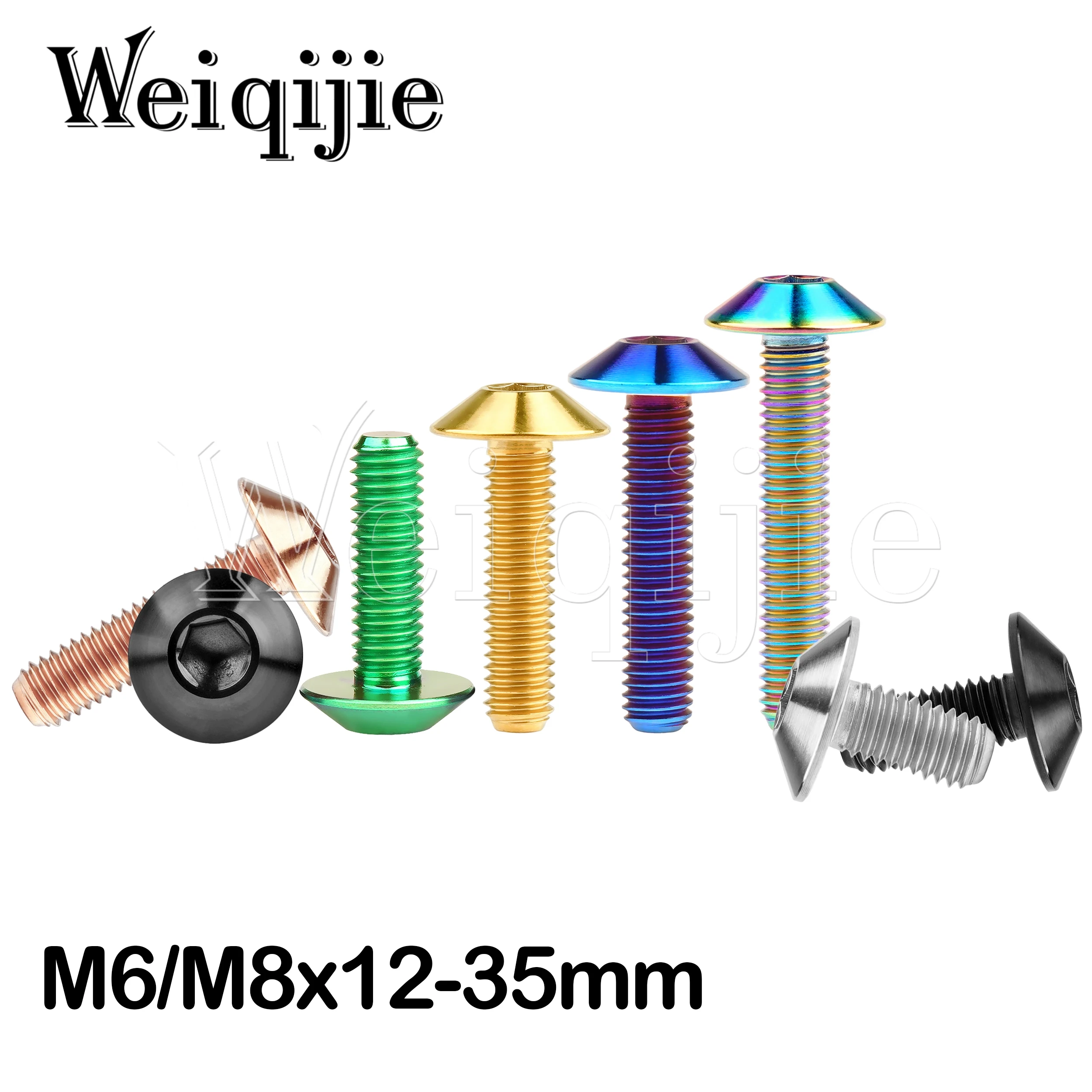Weiqijie Titanium Bolt M6 M8x12 15 20 25 30 35mm Hexagon Socket Umbrella Head Screw for Bicycle Motorcycle Bolt 1pcs
