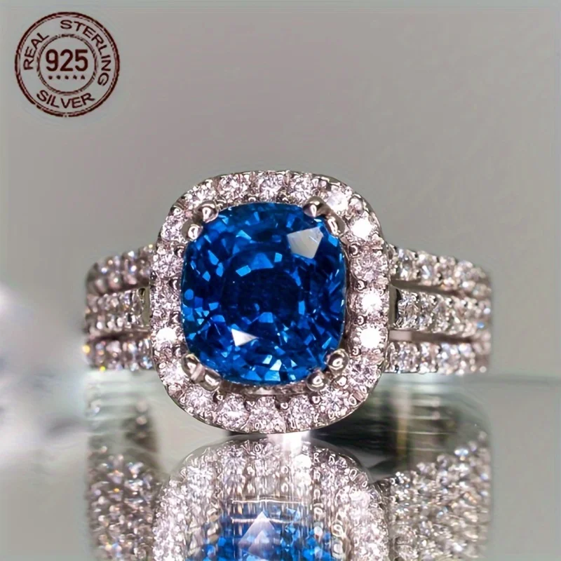 

Роскошное трехслойное женское обручальное кольцо из стерлингового серебра 925 пробы с четырьмя когтями и платиновым покрытием в стиле ретро