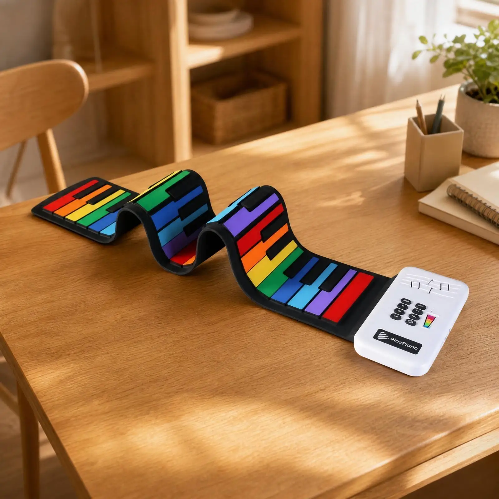 49-Key Roll-up Electronic Piano | Space-Saving Storage, Beginner-Friendly, Portable Roll-up Piano with Headphones and Learning