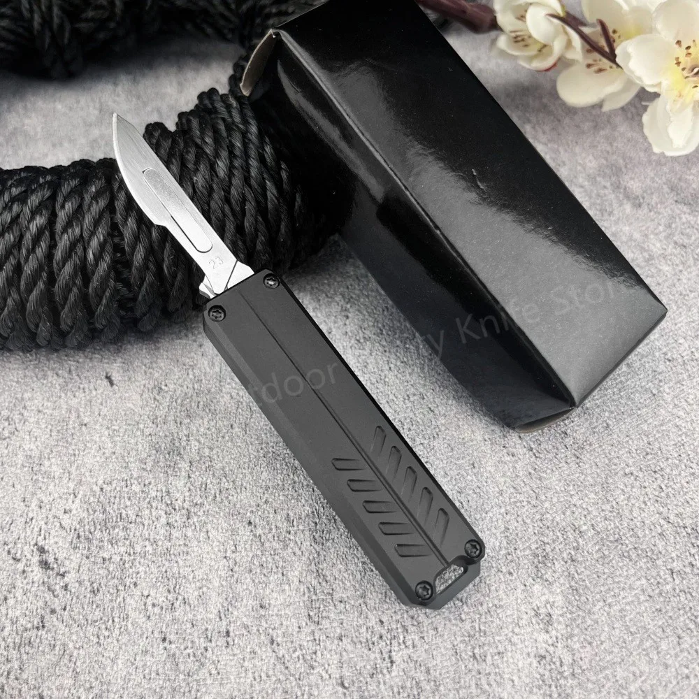 

New Folding Knife Sharp Carbon Steel Blade with 10 Replaceable Blades Portable Outdoor Pocket Knife EDC Camping Rescue Knife