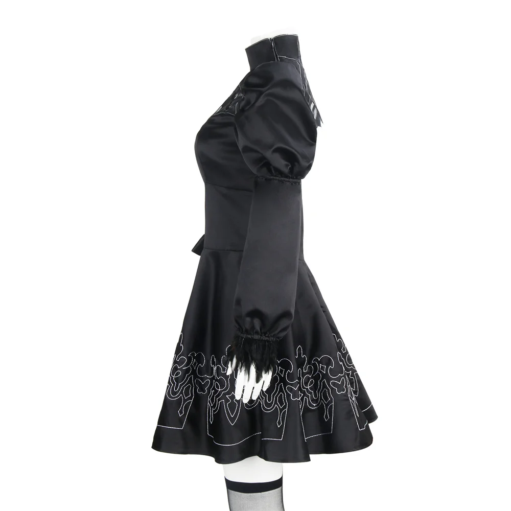 Gioco YoRHa No.2 Tipo B Calzini eleganti Ragazza Costume Cosplay NieR 2B Abito nero Abiti da festa di Halloween per le donne