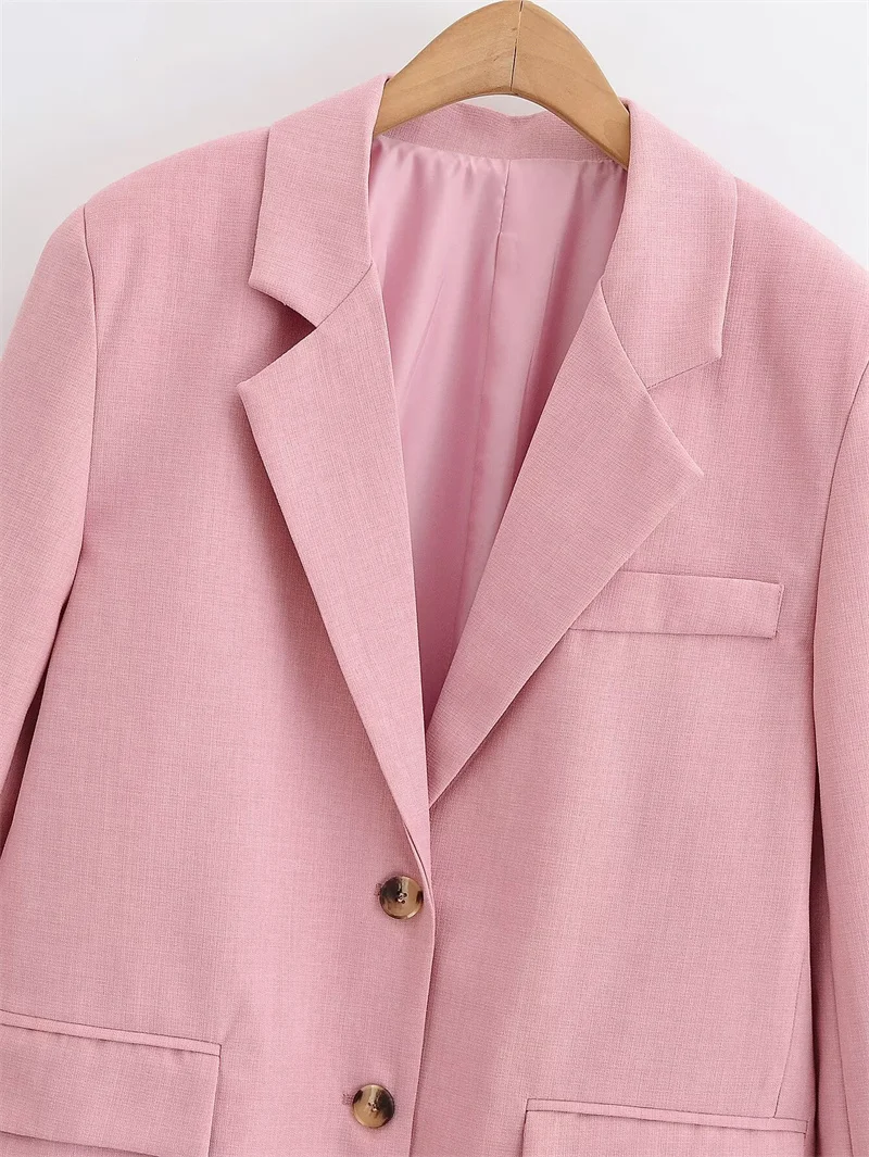 Women Blazer 2025 New Fashion Cool Pink Blazer for Women Lapels Ladies Blazer Top Casual Chic Women Coat