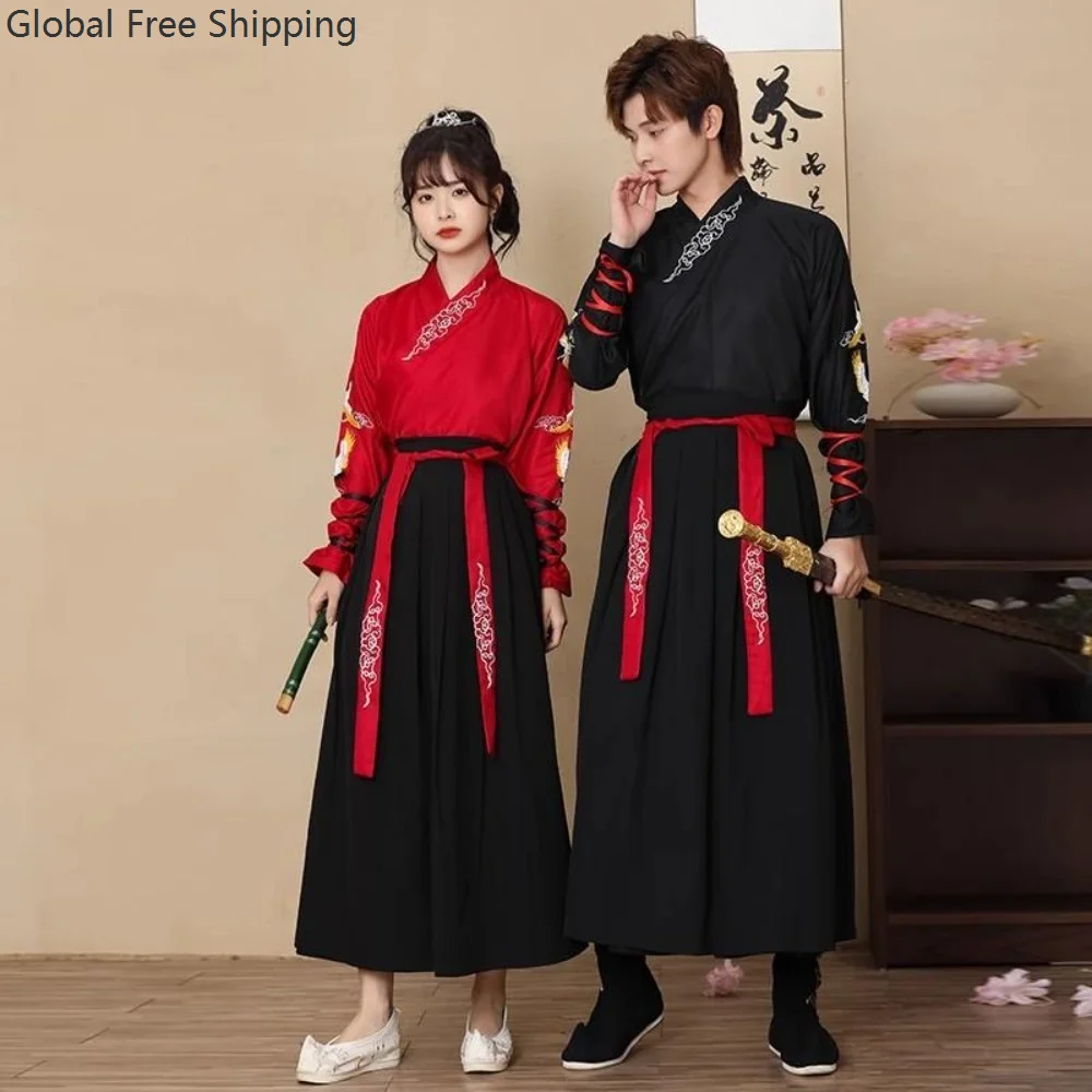 Traditionelle chinesische Hanfu-Kostüme, Rollenspiel, Ethno-Stil, Herren, Damen, Vintage-Party-Outfits, Kampfsport, Kung-Fu-Bühnenkostüm