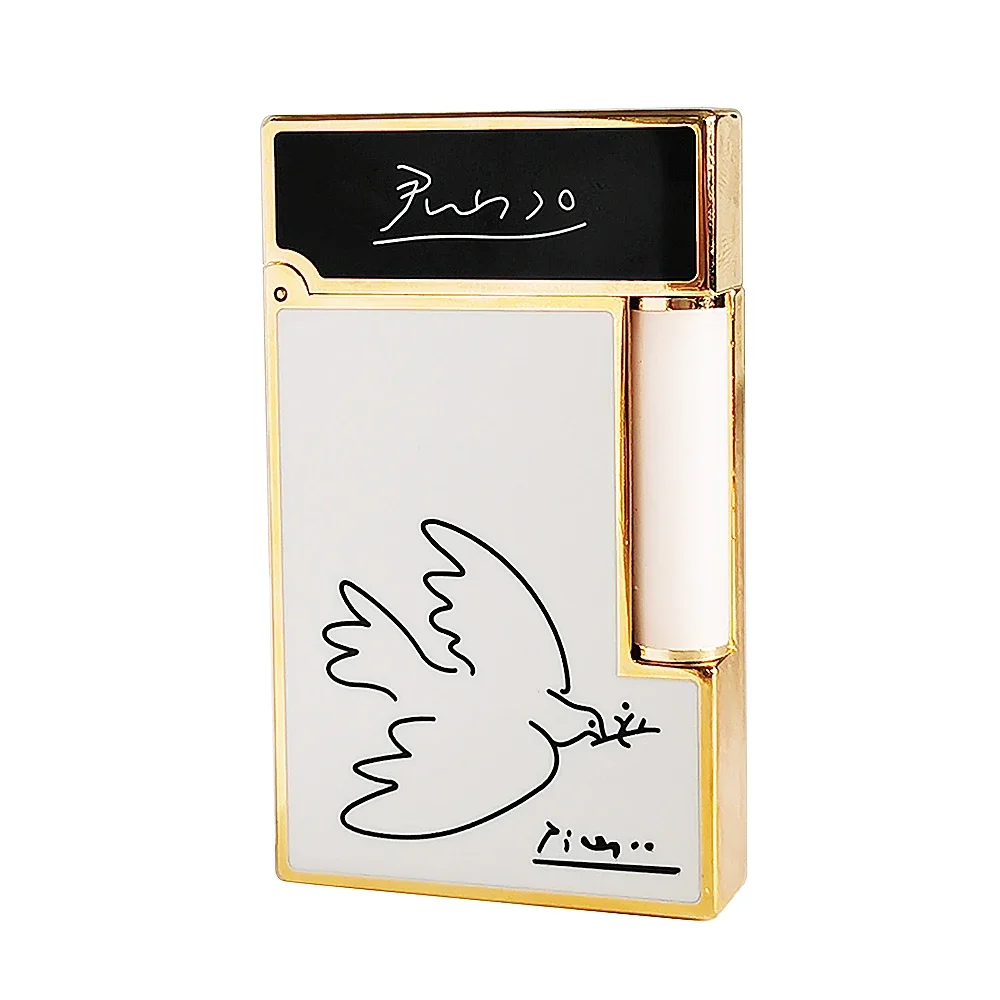 Original Metal Cigarette Gas Lighter Lacquer Picasso Peace Dove Collection Cool Smoke Tobacco Tools For Man Father Gifts